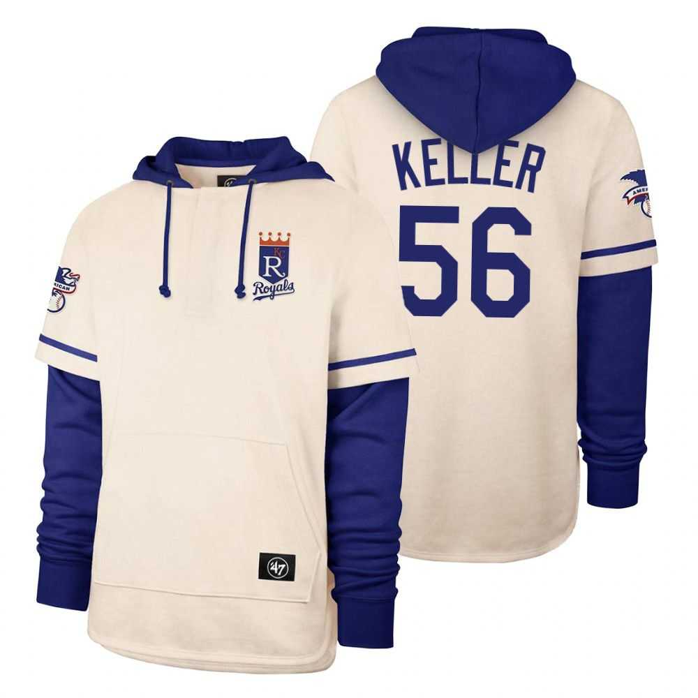 Men Kansas City Royals 56 Keller Cream 2021 Pullover Hoodie MLB Jersey